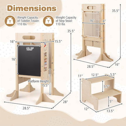 Costzon Foldable Standing Tower with Built-in Chalkboard & Detachable Safety Net
