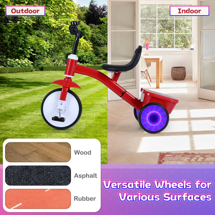 BABY JOY Toddler Tricycle Baby Bike with Glowing Wheels