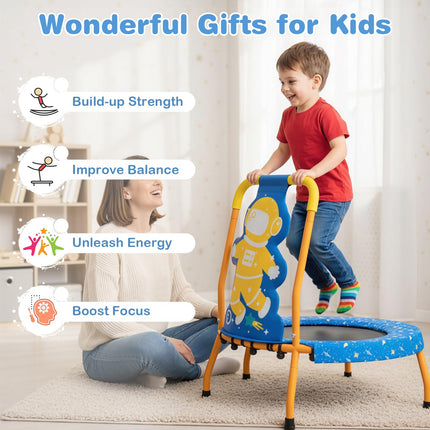 BABY JOY ASTM Certified Toddler Trampoline with Foam Padded Handle & Safety Padded Cover