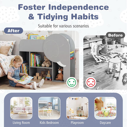 Costzon Elephant Kids Bookshelf 3-Tier Toddler Toy Storage Organizer