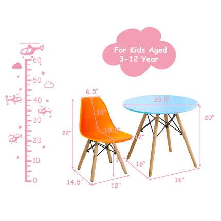 Costzon Kids Table and Chair Set, Kids Mid-Century Modern Style Table Set (Colorful/White, Table & 2/ 4 Chairs)