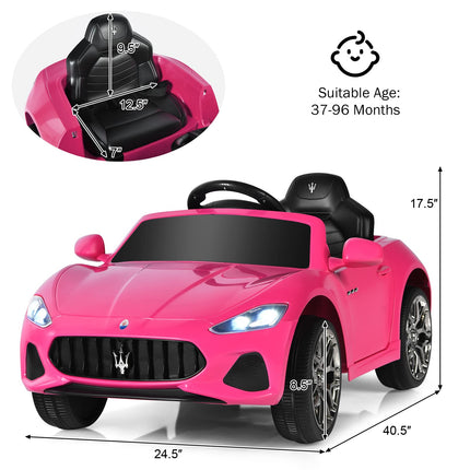 Costzon Ride on Car, 12V Licensed Maserati GranCabio Battery Powered Vehicle w/ Remote Control, Spring Suspension（Pink）