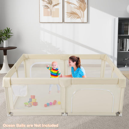 Costzon Large Baby Playpen, 75" x 59" Baby Activity Center w/Zippered Doors