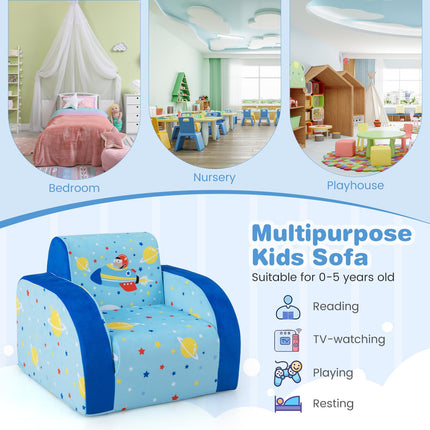 Costzon Kids Couch, 3 in 1 Convertible Flip Open Children's Sofa, Toddler Armrest Chair Bed for Nap, Fold Out Lounger Kids Sofa, Gift for Children