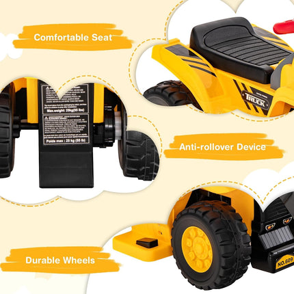 Costzon 2-in-1 Ride on Excavator Bulldozer & Ride on Push Car (6V)