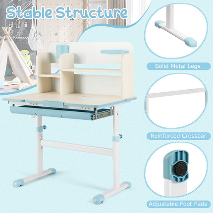 Costzon Kids Study Desk, Height Adjustable Children School Desk with Storage