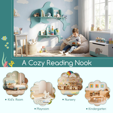 Costzon 2 Pieces Floating Dolphin Shelves | Space Saving Wall Shelves for Kid's Room