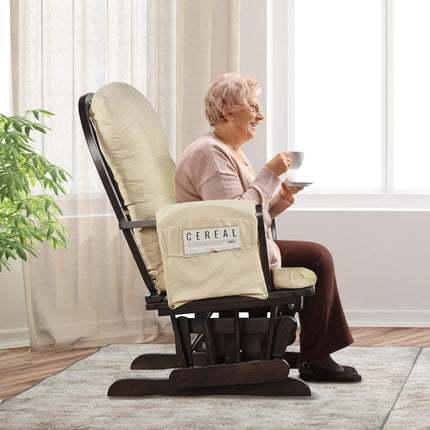 Costzon Nursery Glider with Ottoman, Upholstered Comfort Glider Rocker with Padded Cushion (Beige)