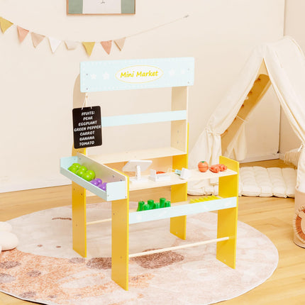 Costzon Wooden Grocery Store for Kids, Pretend Supermarket Stand