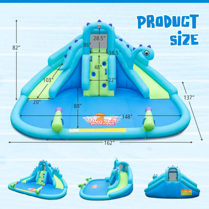 BOUNTECH Inflatable Water Slide, Dinosaur Kids Mega Waterslide Park for Outdoor w/Dual Slides for Racing Fun