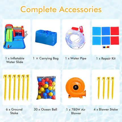 Costzon Inflatable Water Slide Park, Kids Giant Water Park Jumping Castle