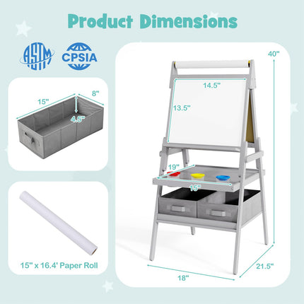 Costzon 3 in 1 Double-Sided Standing Easel with Magnetic Whiteboard