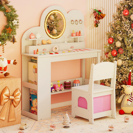 Costzon Toddler Makeup Vanity Desk Dressing Table