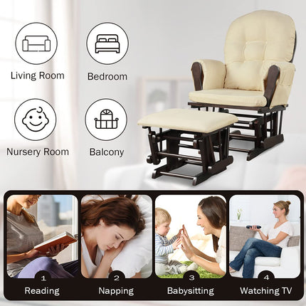 Glider and Ottoman Set with Storage Pocket