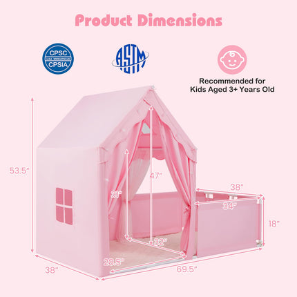 Indoor Large Toddler Pretend Playhouse w/Playpen Door Curtains Viewing Windows
