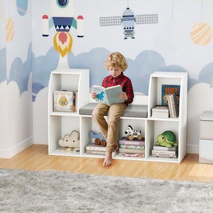 Costzon Kids Bookshelf with Reading Nook 40" Toy Storage Organizer