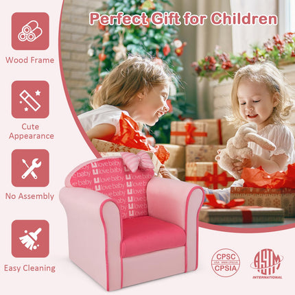 Costzon Kids Sofa, Toddler Upholstered Armchair with Solid Wooden Frame (Single Seat)
