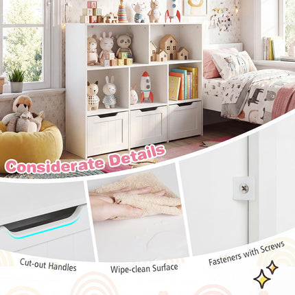 Costzon Kids Bookshelf w/5 Open Cubbies & Hidden Wheels