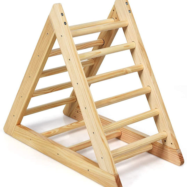 Costzon Kids Climbing Triangle Ladder, Wooden Triangle Climber with Climbing Ladder for Toddlers