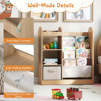 Costzon Kids Bookshelf with Full-Length Mirror Toy Storage Organizer