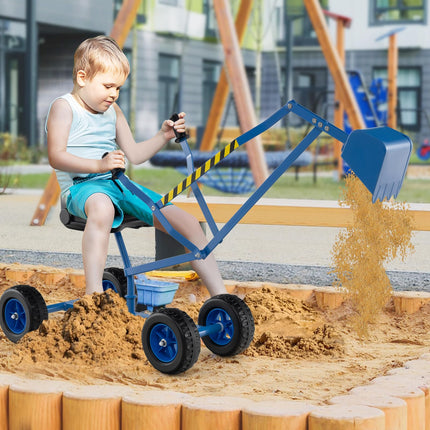 Costzon Sand Digger Excavator for Kids Outdoor Ride-on Digging Toy with 360° Rotable Seat
