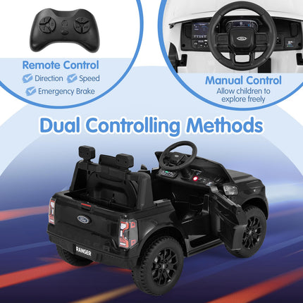 Costzon 12V Licensed Ford Ranger Kids Car, Electric Vehicle W/Remote Control, Soft Start Ride on Car for Kids