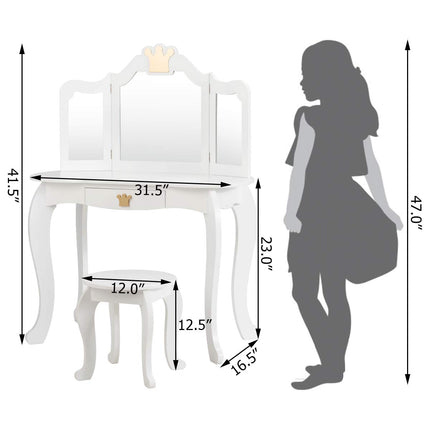 Costzon Kids Vanity Table and Chair Set