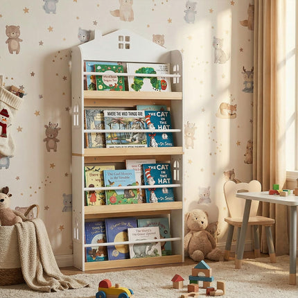Costzon 4-Tier Kids Bookshelf Wall Mounted