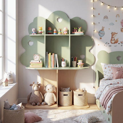 Costzon 45" Kids Green Apple Tree Bookshelf | Montessori Bookshelf Toy Storage Organizer