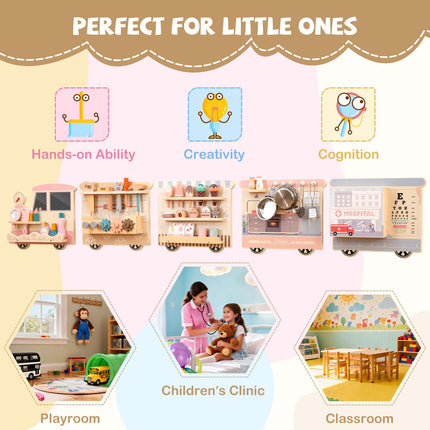 Costzon Train Activity Wall Busy Board Sensory Wall Panel for Kids w/Vanity