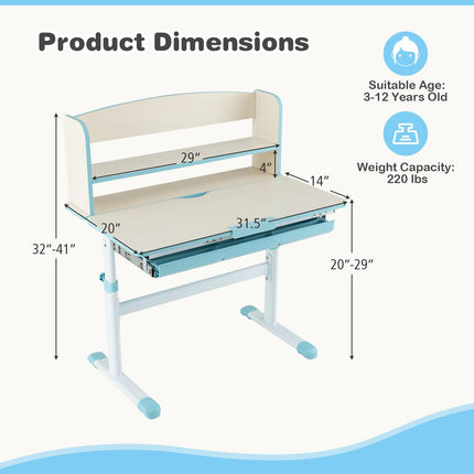 Costzon Kids Desk, Height Adjustable Children Study Desk with Tilt Desktop