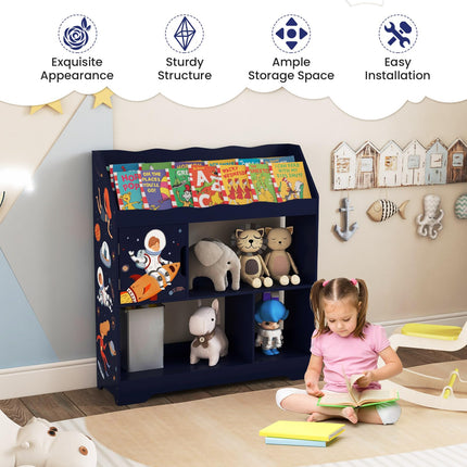 Costzon Kids Bookshelf and Toy Storage Organizer, Multifunctional Children’s Bookcase with 3 Tier Montessori Shelf
