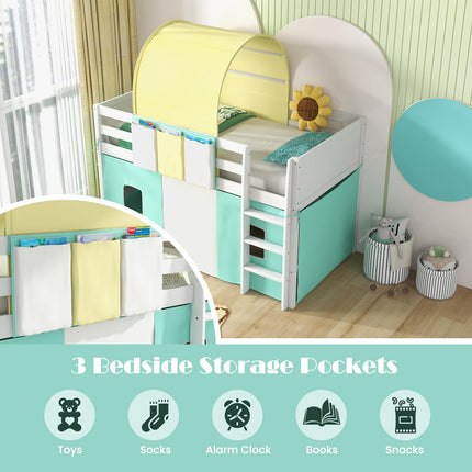 Costzon Twin Size Loft Bed, Playhouse Bed Frame with Tower