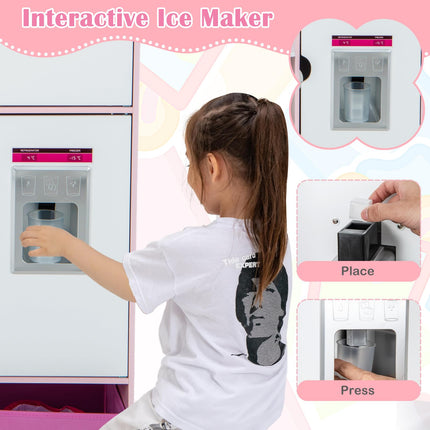 Costzon 2-in-1 Kids Kitchen Playset & Grocery Store, Double-Sided Pretend Play Kitchen with Light & Sound