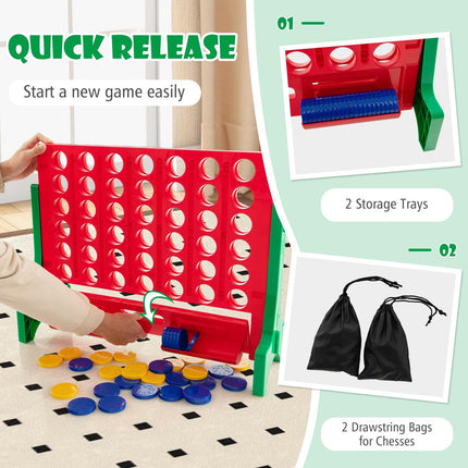 Costzon Giant 4 in a Row Connect Game, 2-in-1 Jumbo 4-to-Score Game Set with Carrying Bag, Fun Family Party Game