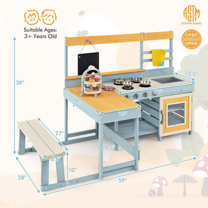 Costzon 2-in-1 Mud Kitchen & Kids Picnic Table