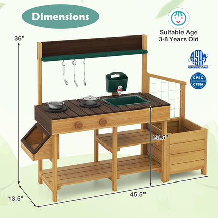Costzon Play Kitchen for Kids Wooden Toy Playset w/Removable Faucet