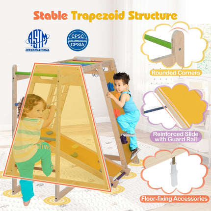 Costzon Indoor 6-in-1 Kids Montessori Jungle Gym with Baby Slide