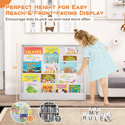 Costzon 5-Tier Kids Bookshelf, Wooden Children Bookcase, Toddler Book Rack for Kids Room, Living Room, Nursery, Classroom