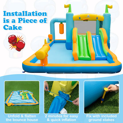 BOUNTECH Inflatable Water Slide, Boxing Themed Water Bounce House with Double Waterslides for Kids Backyard