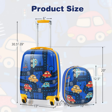 BABY JOY 2 PC Kids Carry On Luggage Set, 12" Backpack & 18" Toddler Suitcase