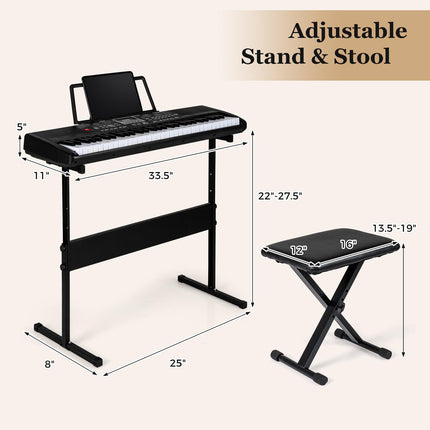 Costzon 61 Key Piano Keyboard | Electric Digital Piano with Stand & Bench