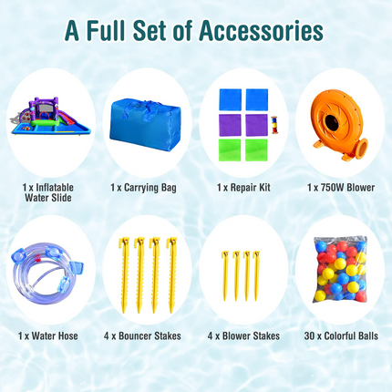 Costzon Inflatable Water Slide, 6 in 1 Kids Water Slide Jumping Bouncer Castle