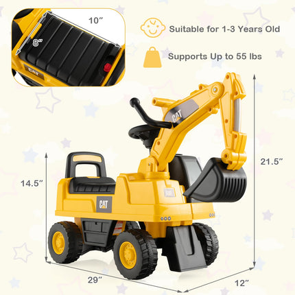 Costzon Ride on Digger, Licensed Caterpillar Excavator Toy, Toddler Construction Ride on Car