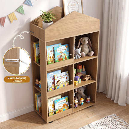 Costzon Kids 4-Tier Bookshelf with 10 Toy Storage Organizer