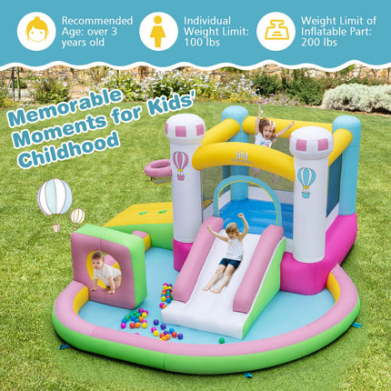 BOUNTECH Inflatable Bounce House, Bouncy House with Slide for Kids 3-6 Indoor Outdoor with Obstacle