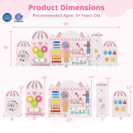Costzon Activity Wall Busy Board 11-in-1 Montessori Wooden Sensory Wall Panels for Boy & Girl 3+