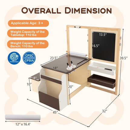 Costzon Easel for Kids, Wooden Art Center with Double-Sided Blackboard & Whiteboard