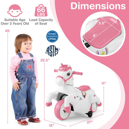 Costzon Ride on Car, 12V Ride on Toys for Toddlers Pony w/Training Wheels. Motorized Play Horse, Kids Car Motorcycle