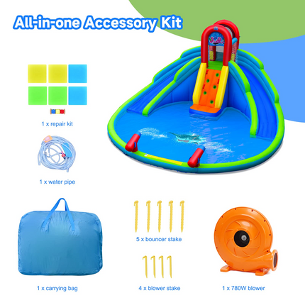 Costzon Inflatable Water Slide for Kids, Mighty Kids Inflatable Water Park w/Splash Pool